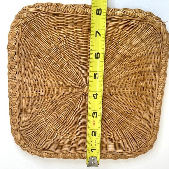 Retro Boho Square Woven Rattan Wicker Raffia Hot Pad Trivets Set Braided Edge - Picture 5 of 10